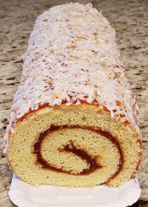 BRAZO GITANO (GUAVA ROLL CAKE TOPPED WITH TOASTED COCONUT)